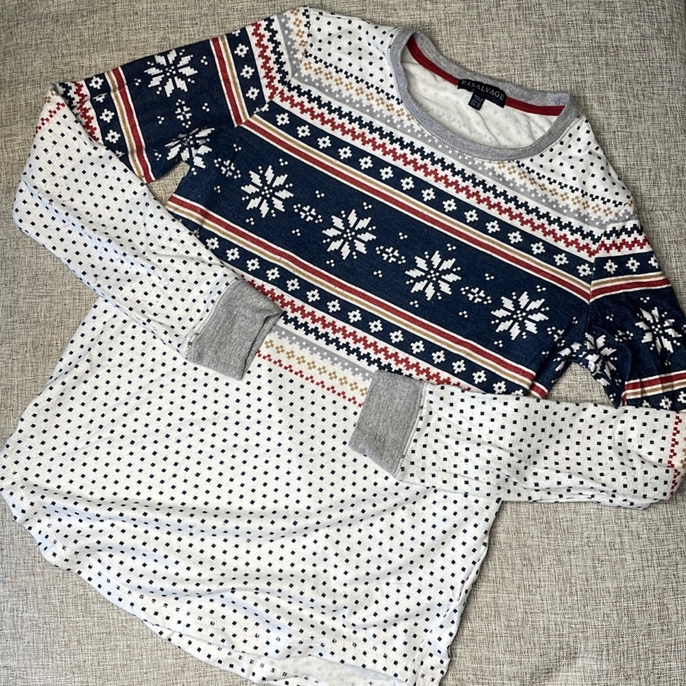 White + Navy PJ Salvage Pajama Top